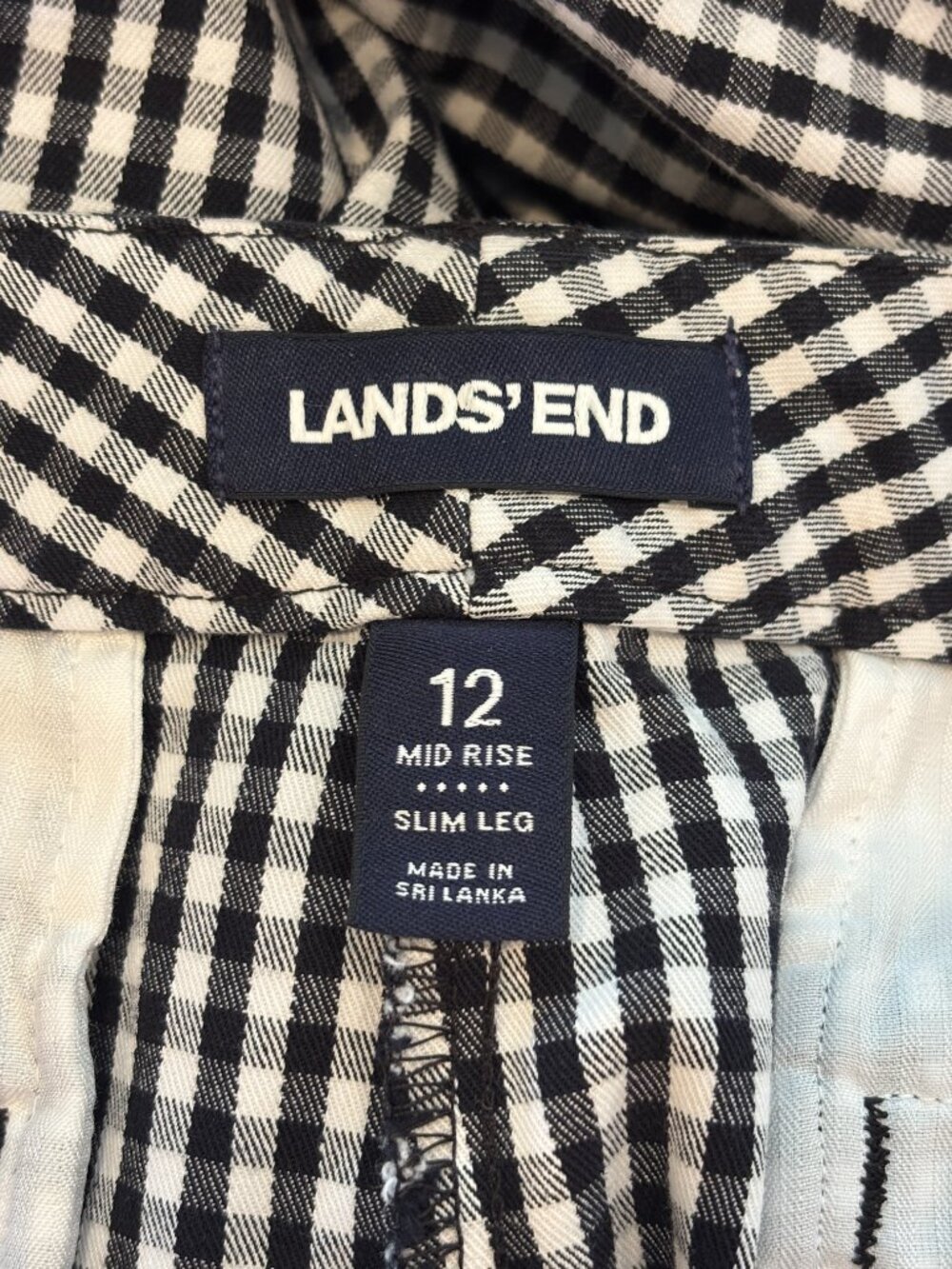 Lands' End Starfish Gingham Check Slim Leg Pants 12 - Picture 4 of 6